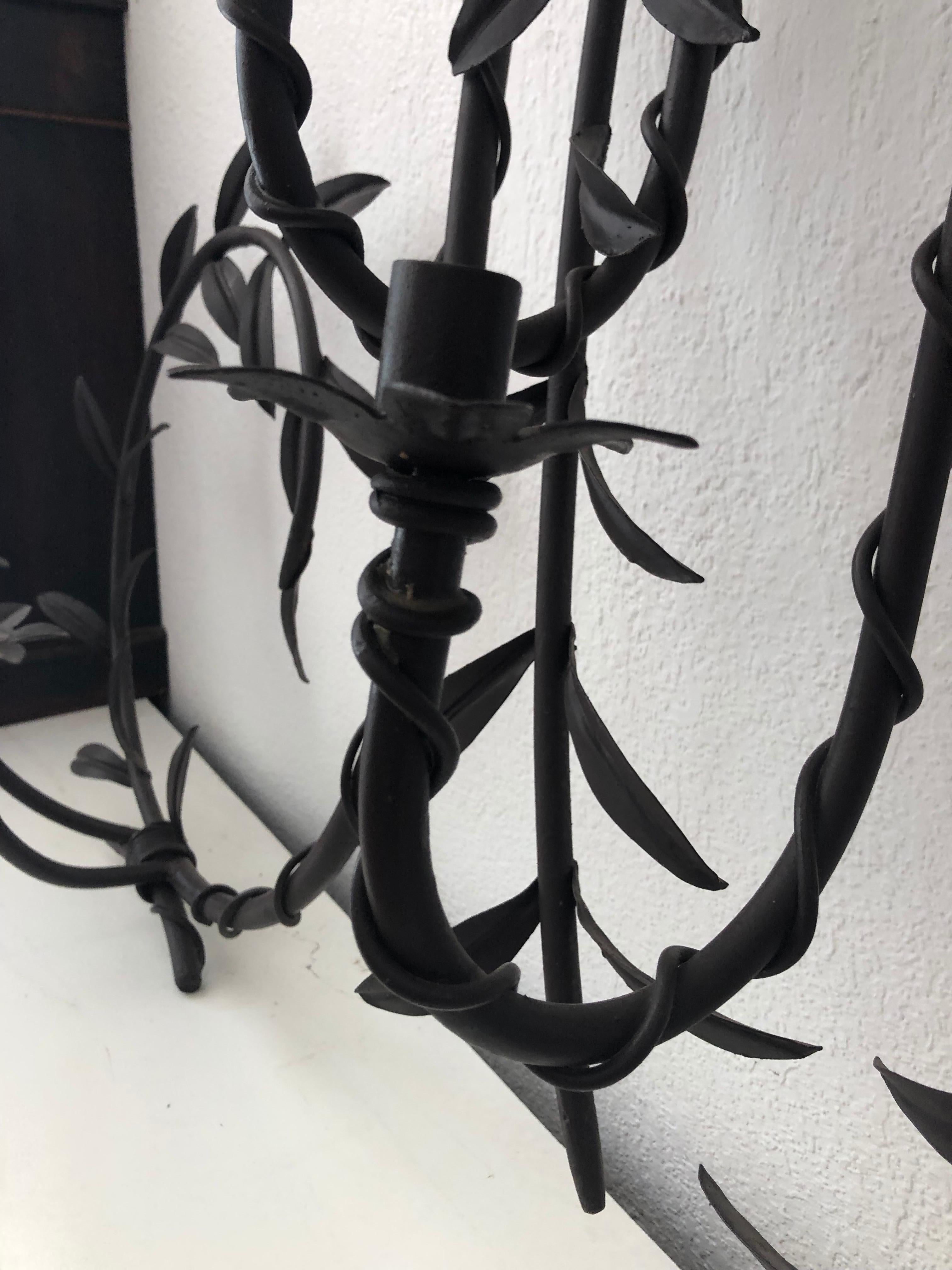 Distressed Monumental Wrought Iron Wall Sconce, Holds 7 Candles 4