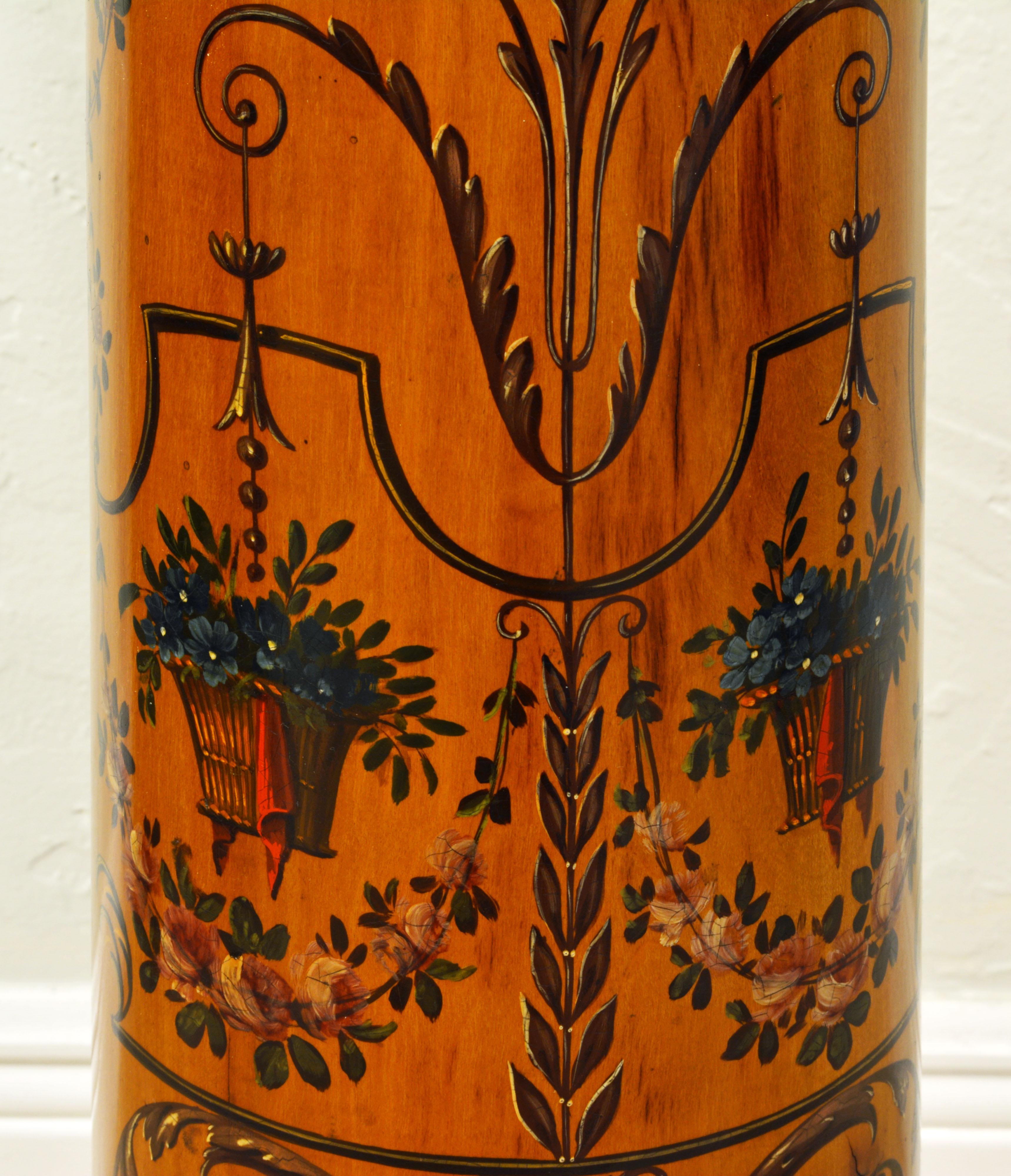 Early 20th Century Edwardian Satinwood Column Pedestal Painted in the Adam Style In Good Condition In Ft. Lauderdale, FL