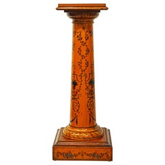 Early 20th Century Edwardian Satinwood Column Pedestal Painted in the Adam Style