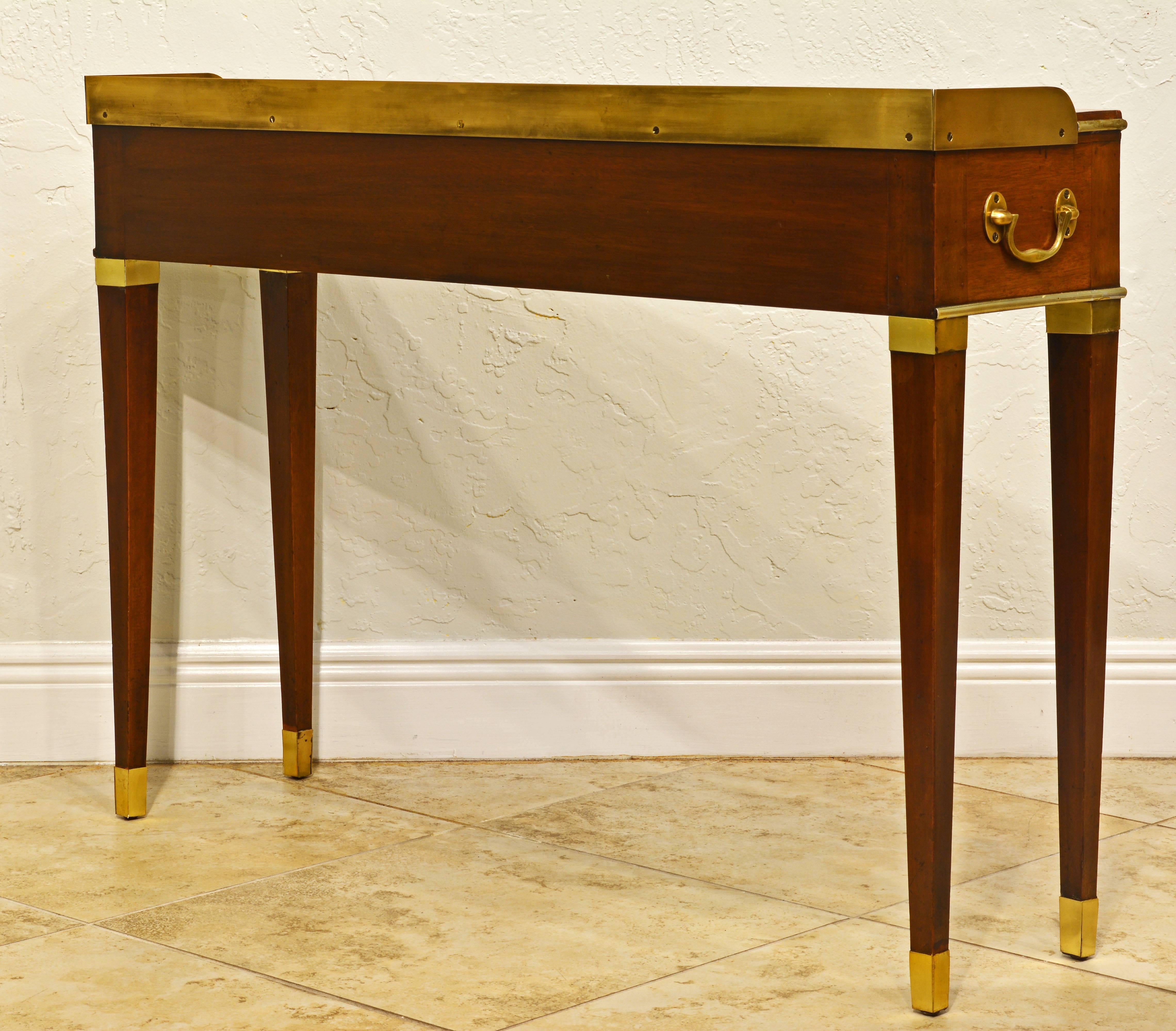 English Georgian Style Mahogany and Brass Campaign Console Table 1