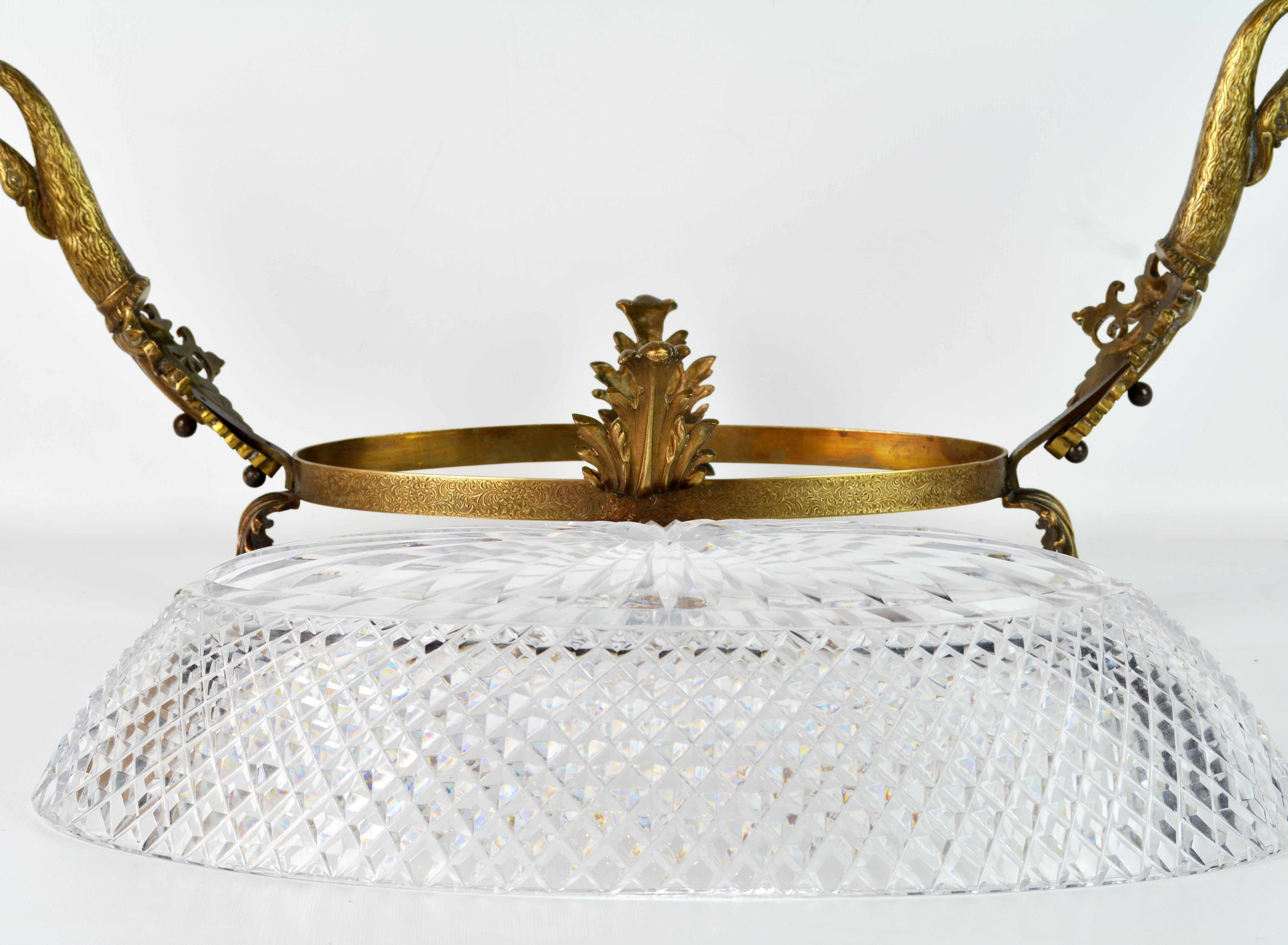 Early 20th Century French Bronze and Cut Crystal Center Bowl with Handles 5