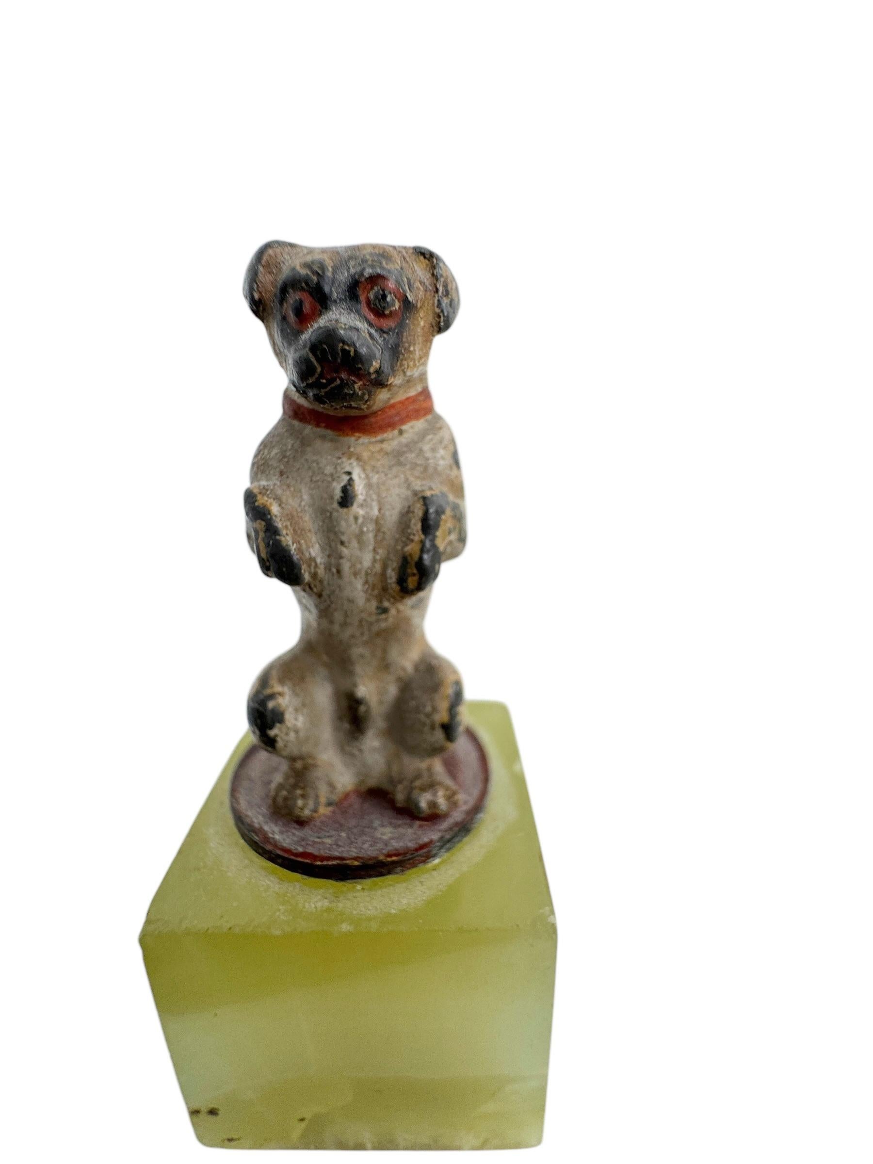 Frühes 20. Jahrhundert Mops Österreichische Vienna Bronze Miniatur Figur auf Marmorsockel im Angebot 6