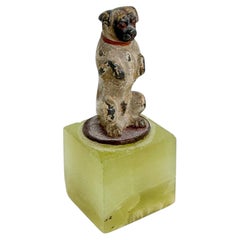 Début 20ème siècle Chien Carlin Autriche Vienne Bronze Miniature sur socle en marbre