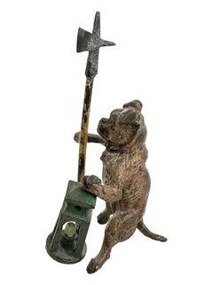 Early 20th Cent Pug Dog Night Watchman Austrian Vienna Bronze Miniature Figure