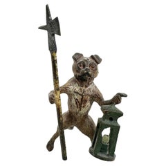 Frühes 20. Jahrhundert Mops Nachtwächter Österreich Wien Bronze Miniatur Figur