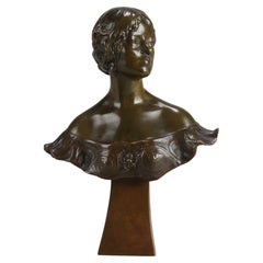 Early 20th Centrury French Bronze Entitled Art Nouveau Bust by Alexandre Caron