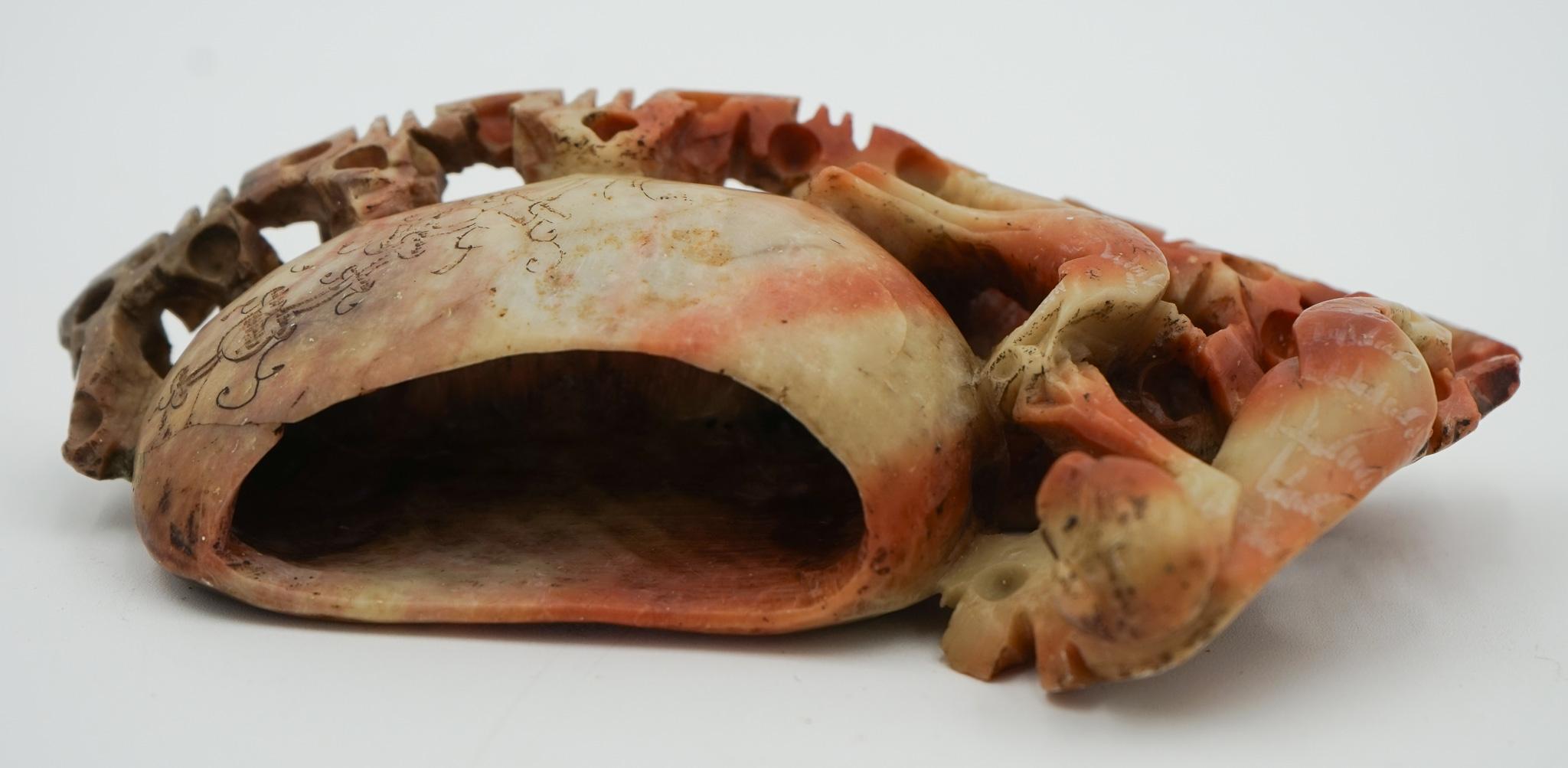 Fait main POT DE DÉCORATION EN PIERRE DE SAVON CHINOIS DE LA PREMIÈRE ANNEE DU 20e SIÈCLE Sculpté à la main en vente