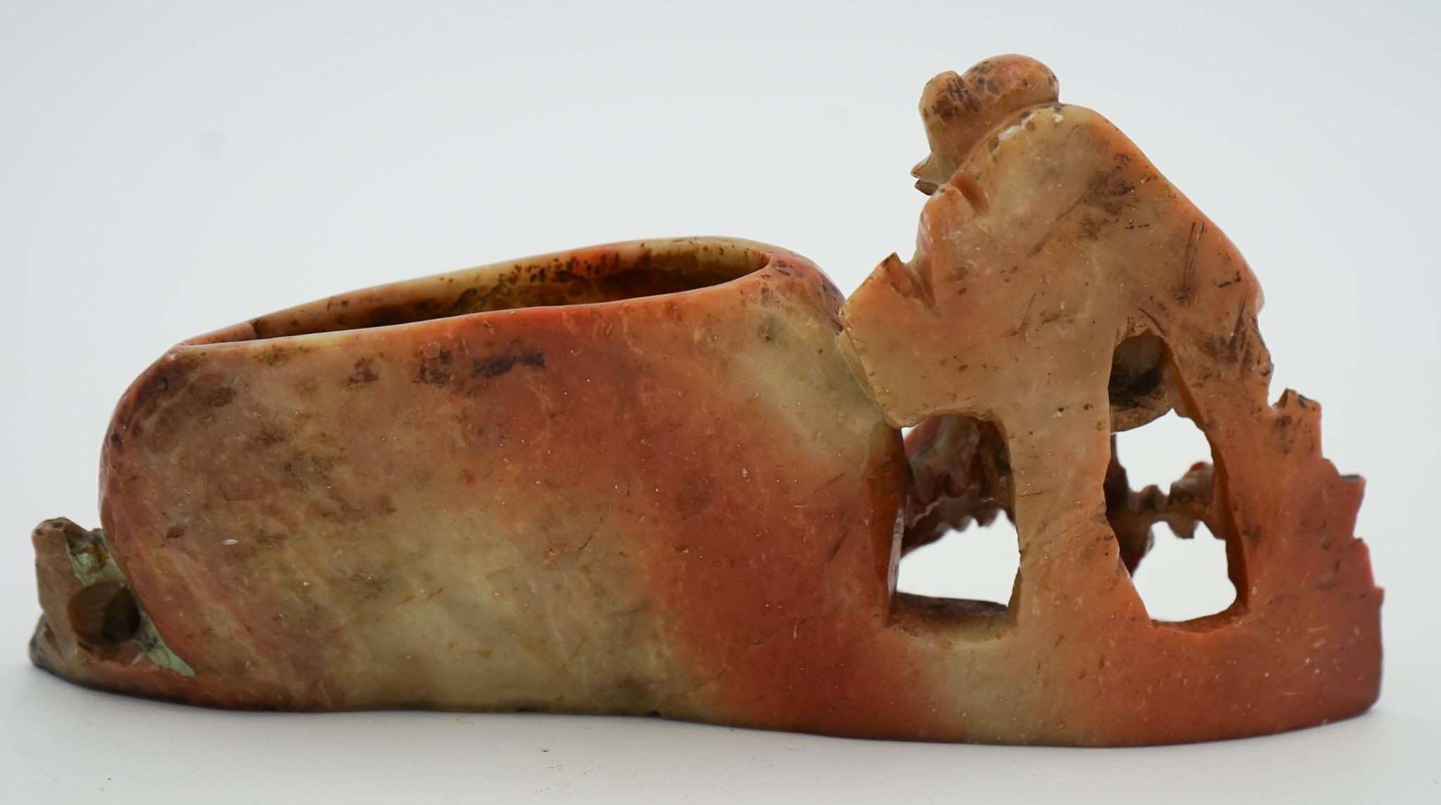 POT DE DÉCORATION EN PIERRE DE SAVON CHINOIS DE LA PREMIÈRE ANNEE DU 20e SIÈCLE Sculpté à la main Bon état - En vente à Pulborough, GB