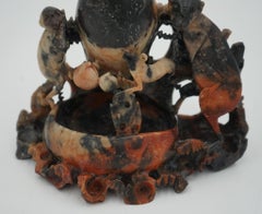 VASO ORIENTALE CINESE DEL VENTENNALE intagliato a mano in pietra da sapone