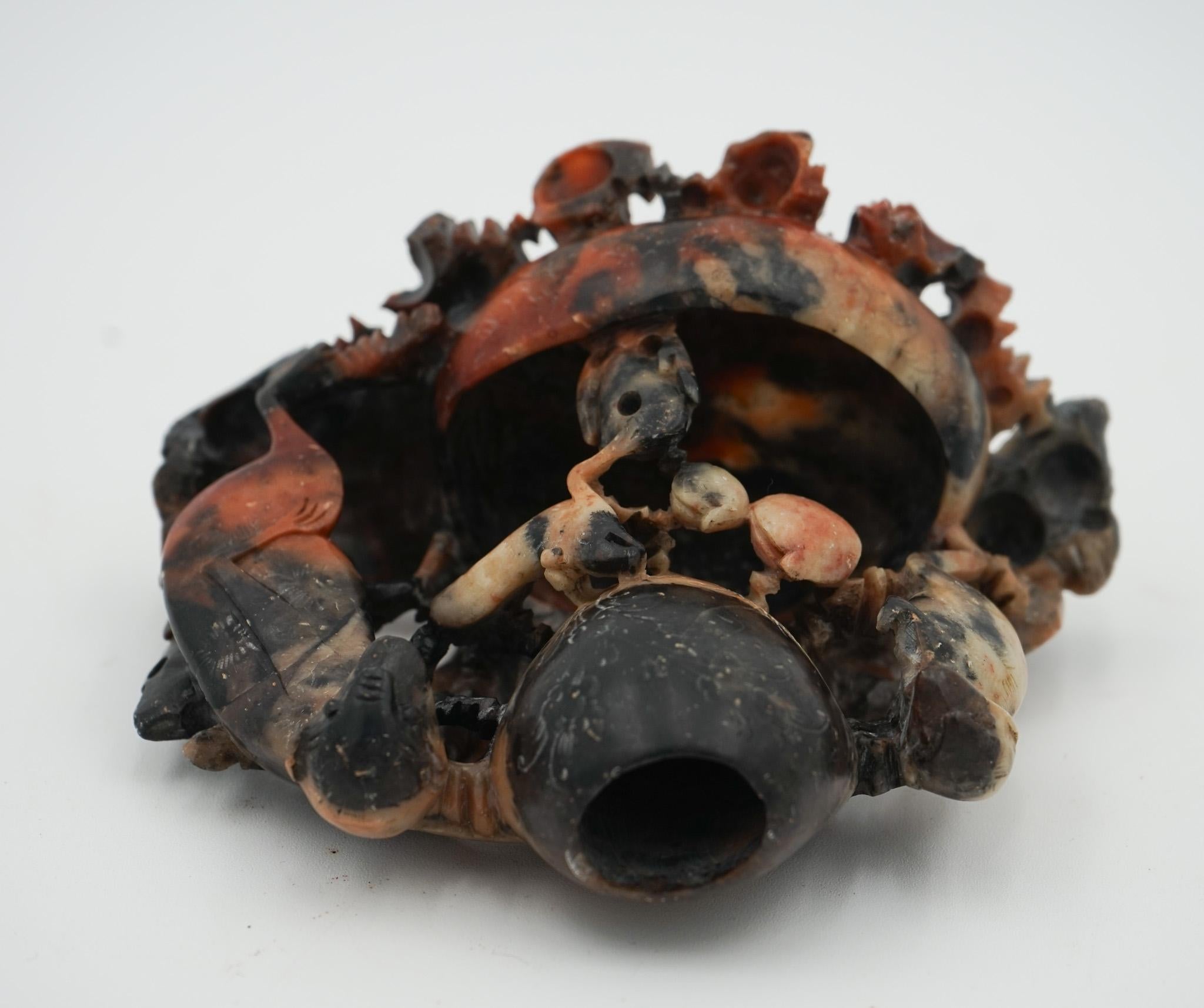 FRÜHES 20. JAHRHUNDERT ORIENTALES CHINESISCHES HANDGESCHNEIDERTES SEIFENSTEIN-DEKORATIVE-TÖPFCHEN im Zustand „Gut“ im Angebot in Pulborough, GB