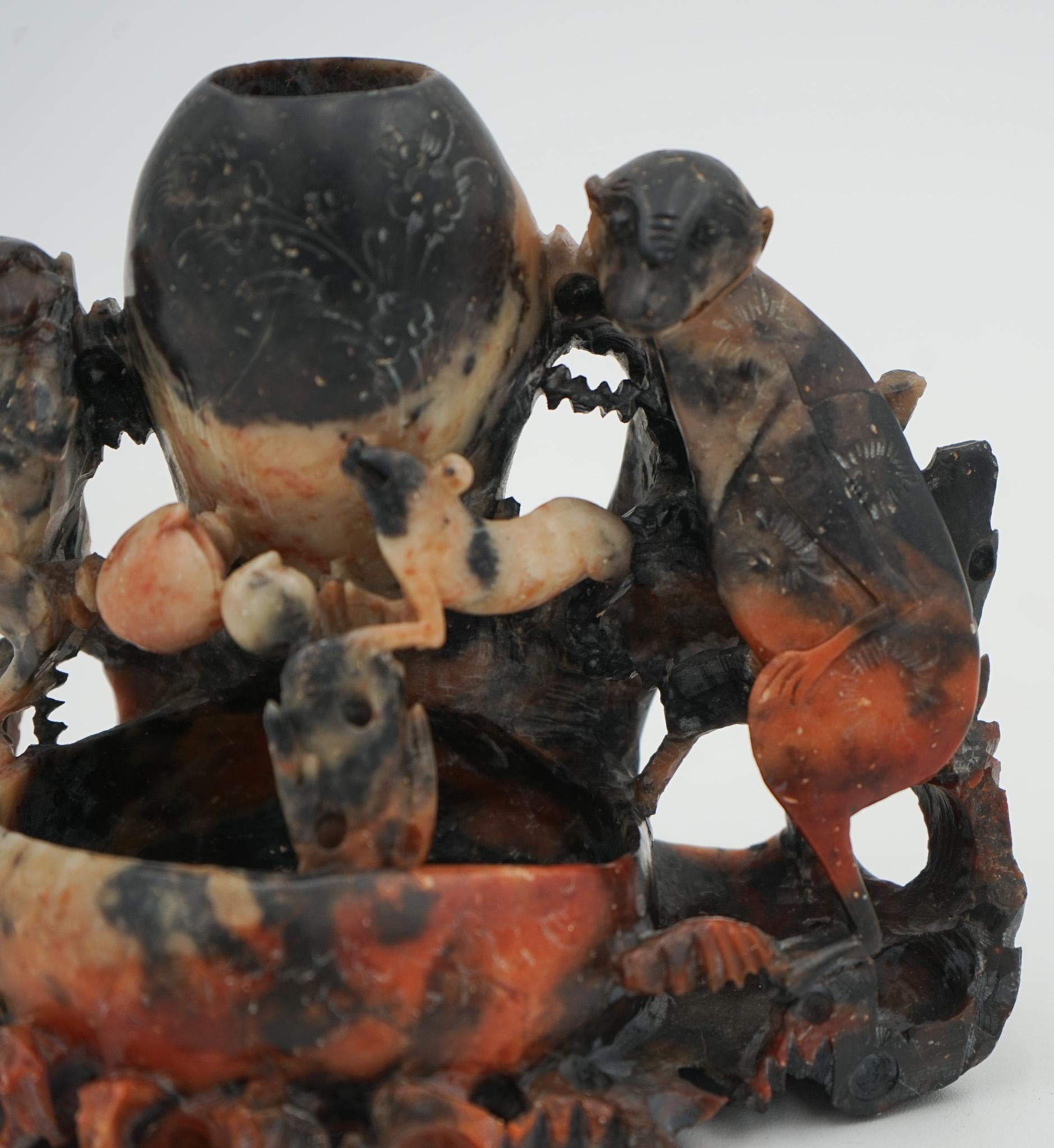 FRÜHES 20. JAHRHUNDERT ORIENTALES CHINESISCHES HANDGESCHNEIDERTES SEIFENSTEIN-DEKORATIVE-TÖPFCHEN (Speckstein) im Angebot