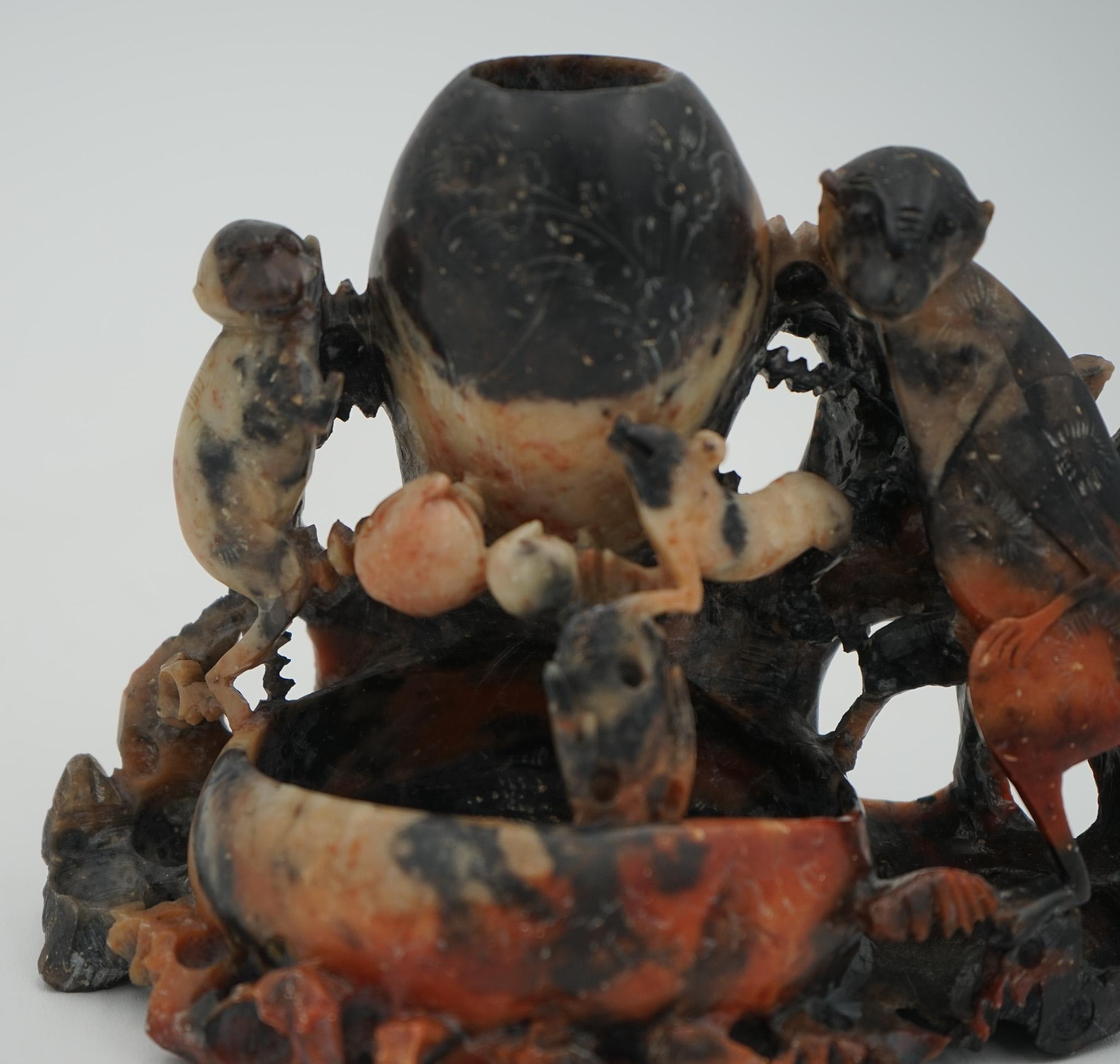 FRÜHES 20. JAHRHUNDERT ORIENTALES CHINESISCHES HANDGESCHNEIDERTES SEIFENSTEIN-DEKORATIVE-TÖPFCHEN im Angebot 1