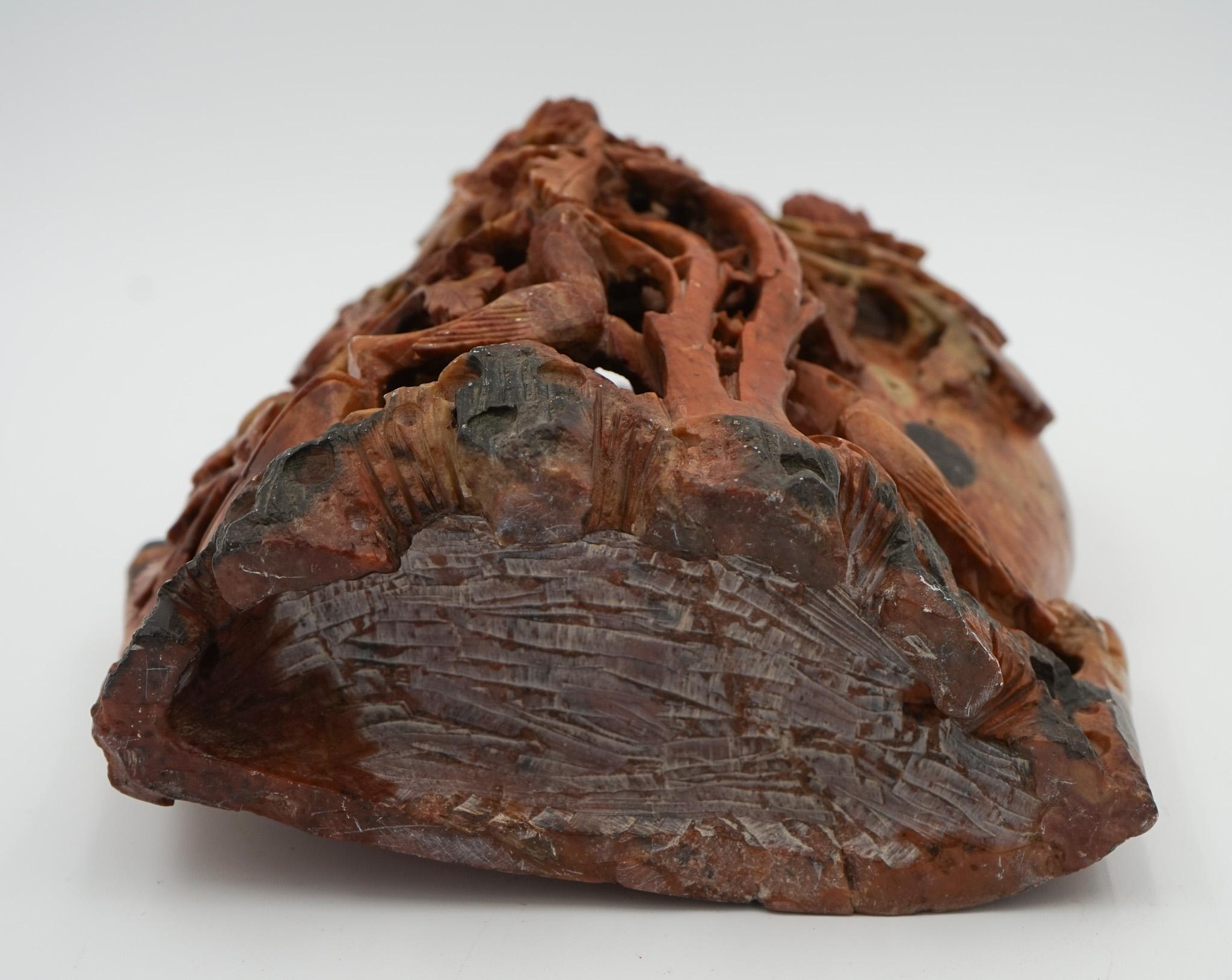 Vases décoratifs en pierre à savon ORIENTALE CHINOISE du début du 20e siècle, sculptés à la main en vente 1