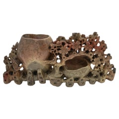 EARLY 20TH CENTRY ORIENTAL CHINESE LARGE HAND CARVED SOAPSTONE DECORATiVE POT