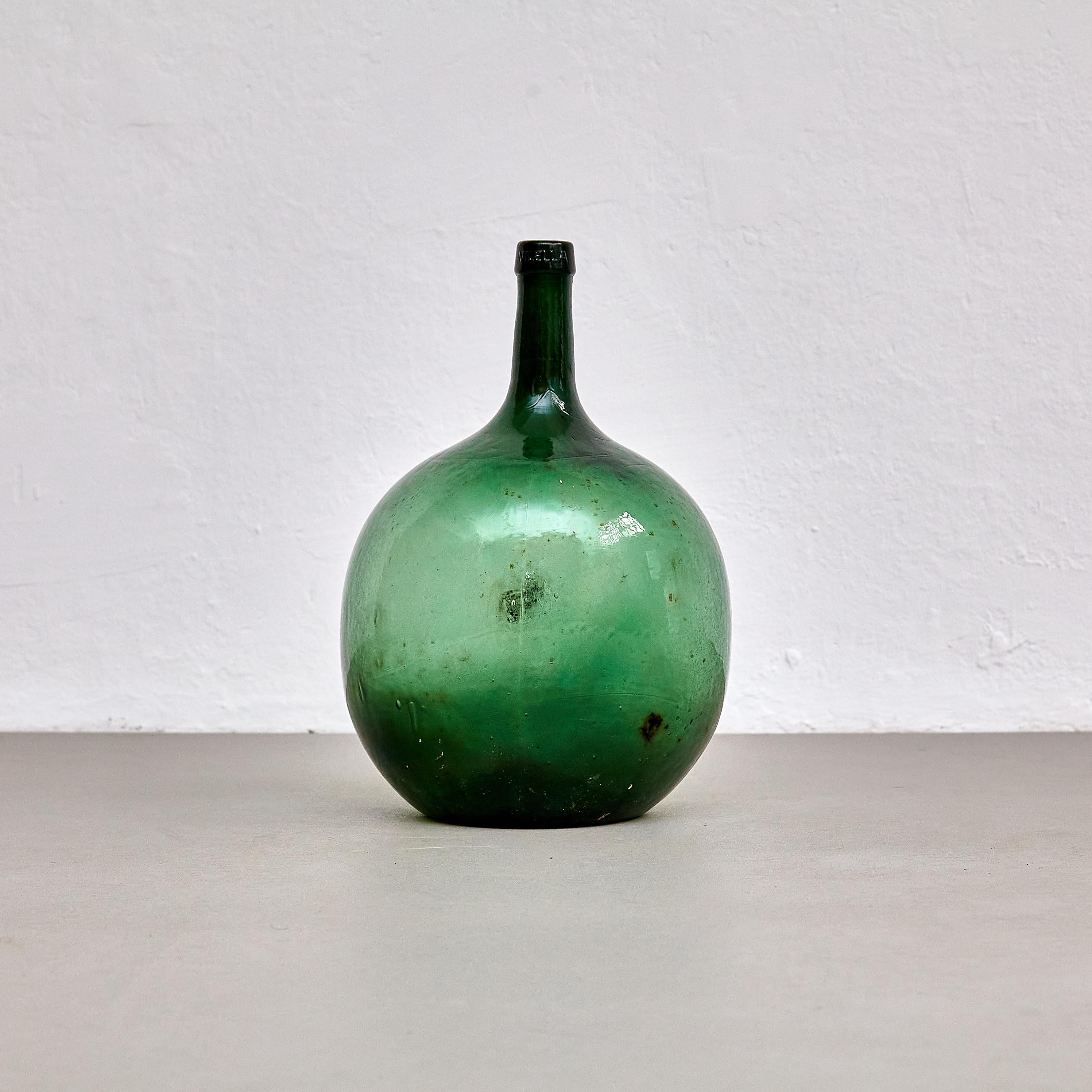 Early 20th Centry Spanish Glass Bottle Vase, circa 1940 at 1stDibs