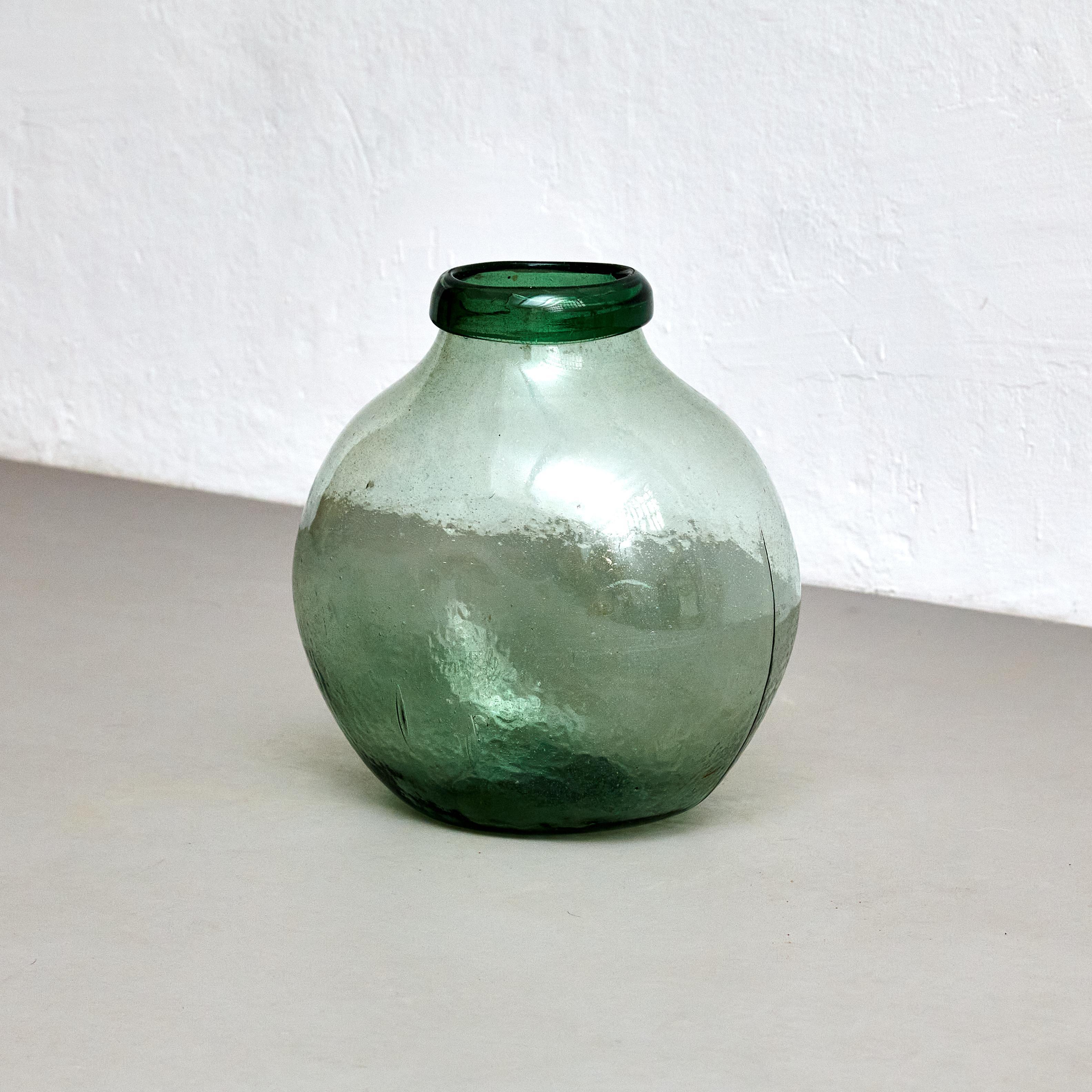 Mid-Century Modern Early 20th Centry Spanish Glass Bottle Vase, circa 1940 For Sale