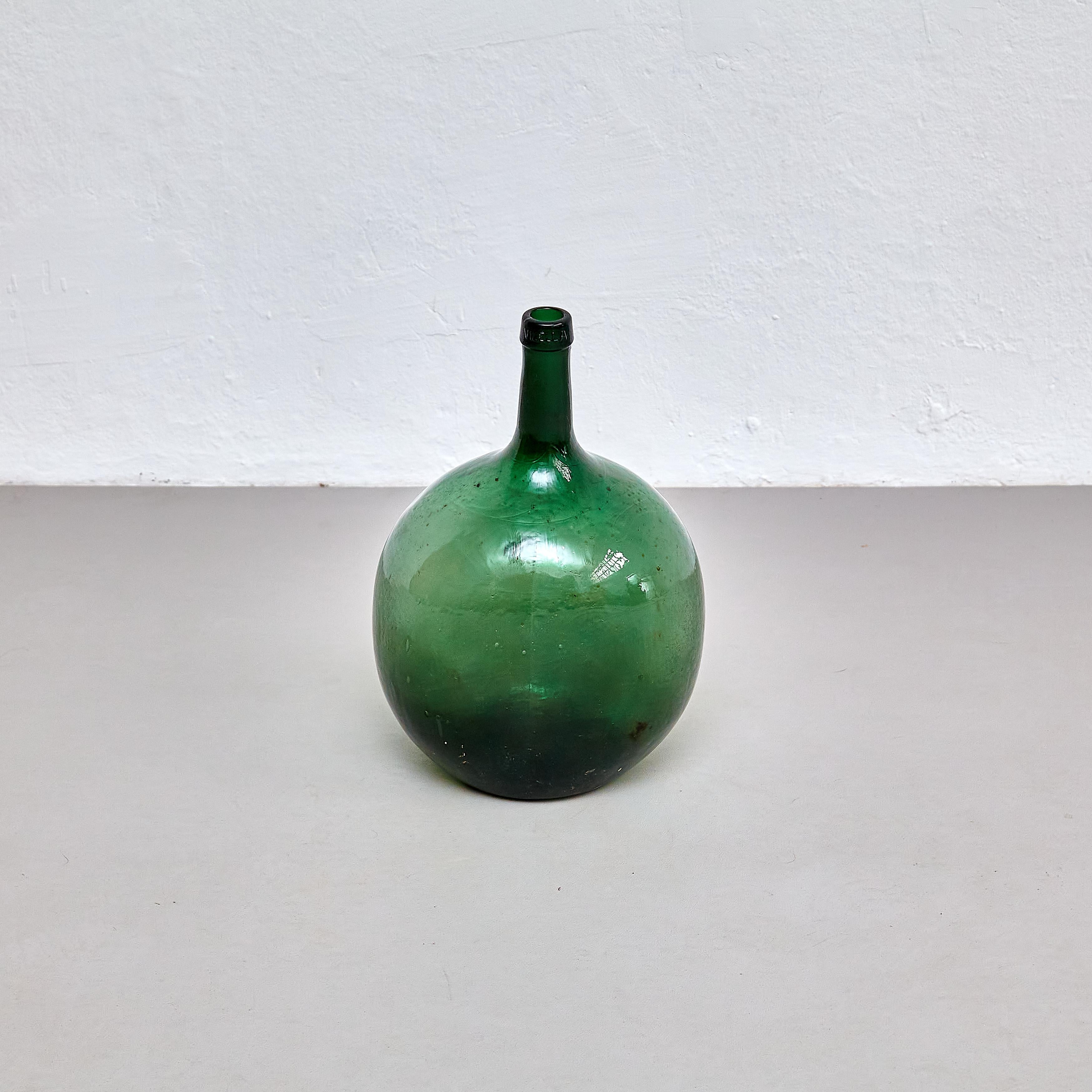 Mid-Century Modern Early 20th Centry Spanish Glass Bottle Vase, circa 1940