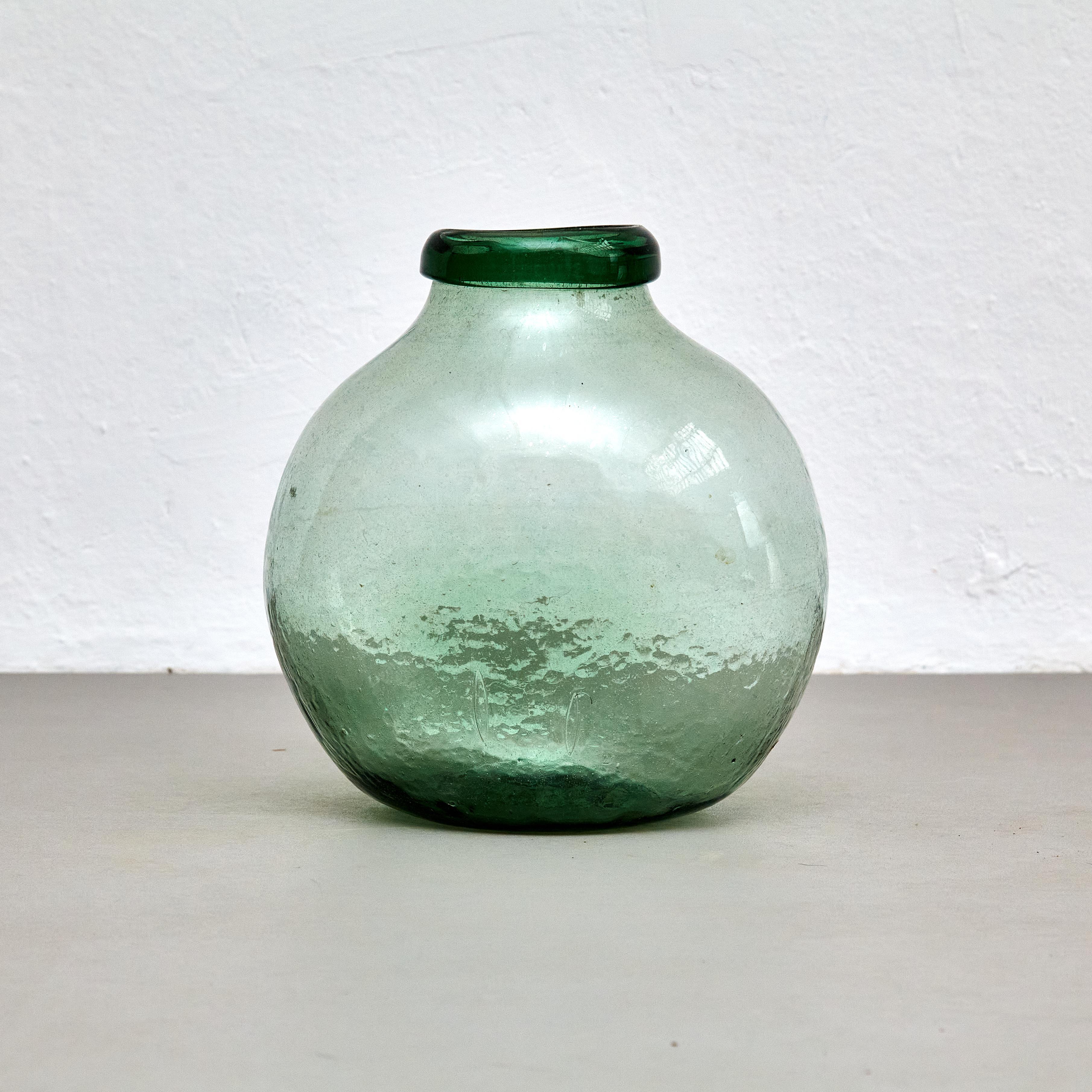 Early 20th Centry Spanish Glass Bottle Vase, circa 1940 In Good Condition For Sale In Barcelona, ES