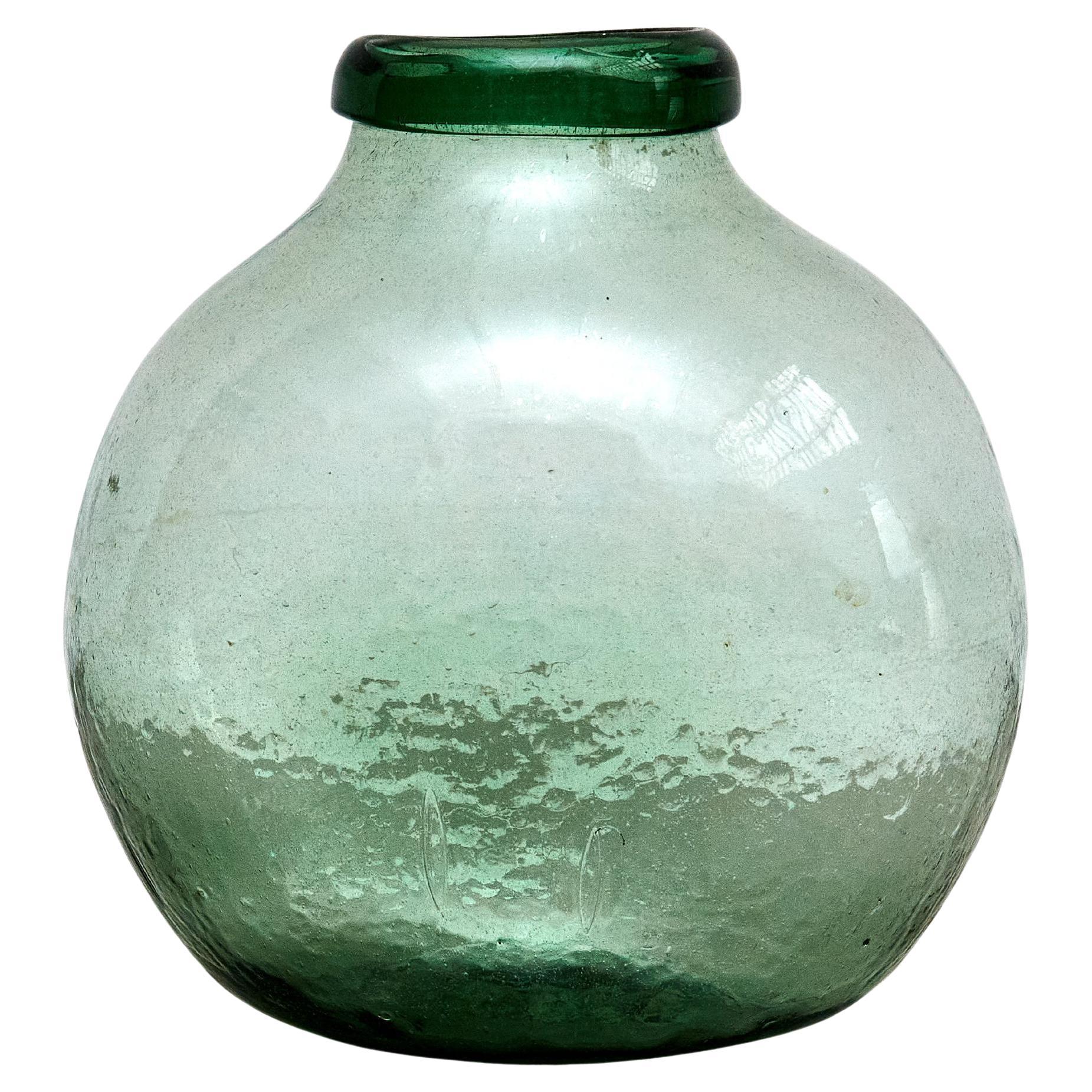 Early 20th Centry Spanish Glass Bottle Vase, circa 1940 For Sale