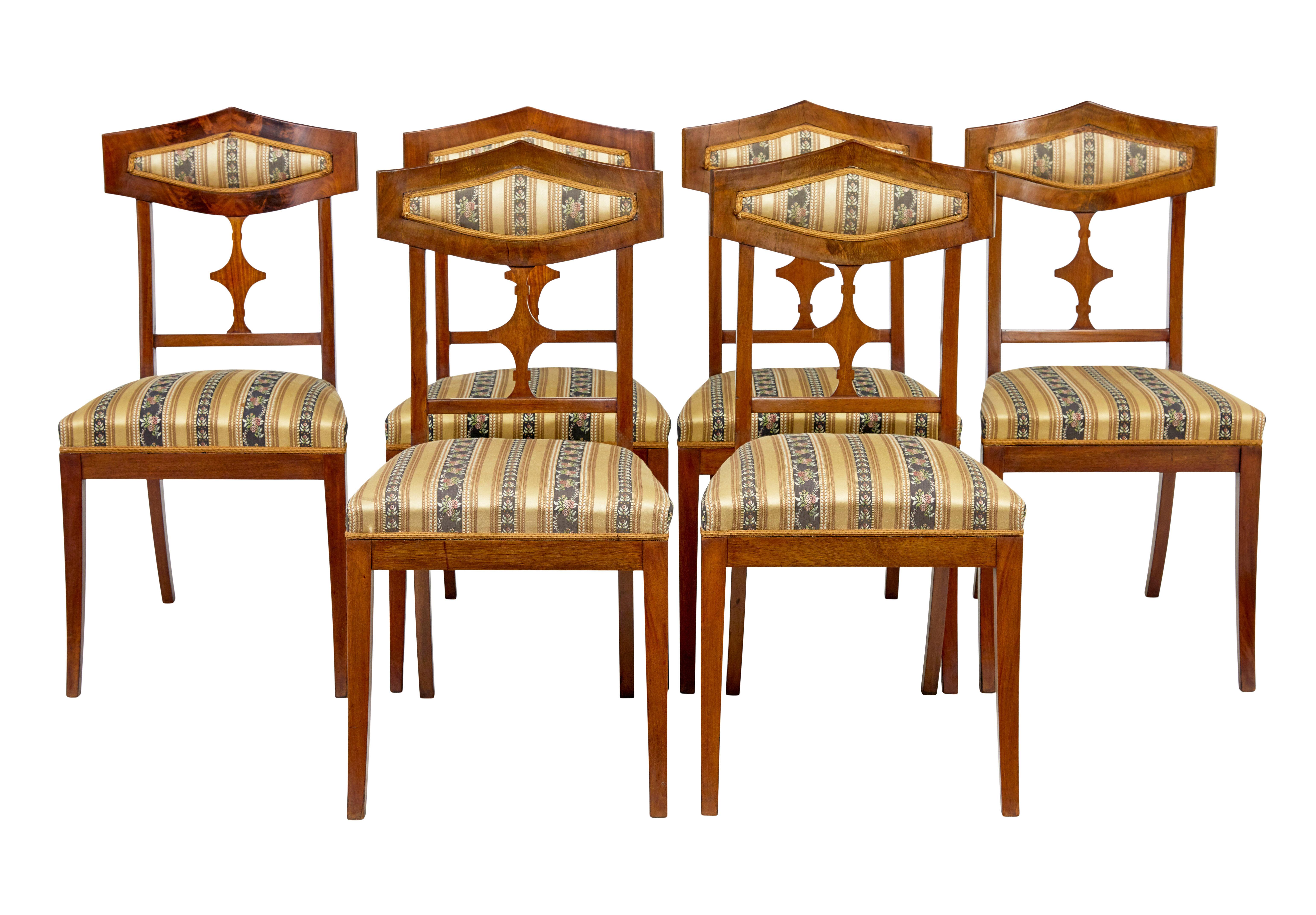 Early 20th century 13 piece mahogany salon suite circa 1920

Very much in the empire taste.

Furniture could work split, such as the dining chairs and armchairs providing seating for 10 and the sofa and stools used for lounging.

Large suite of