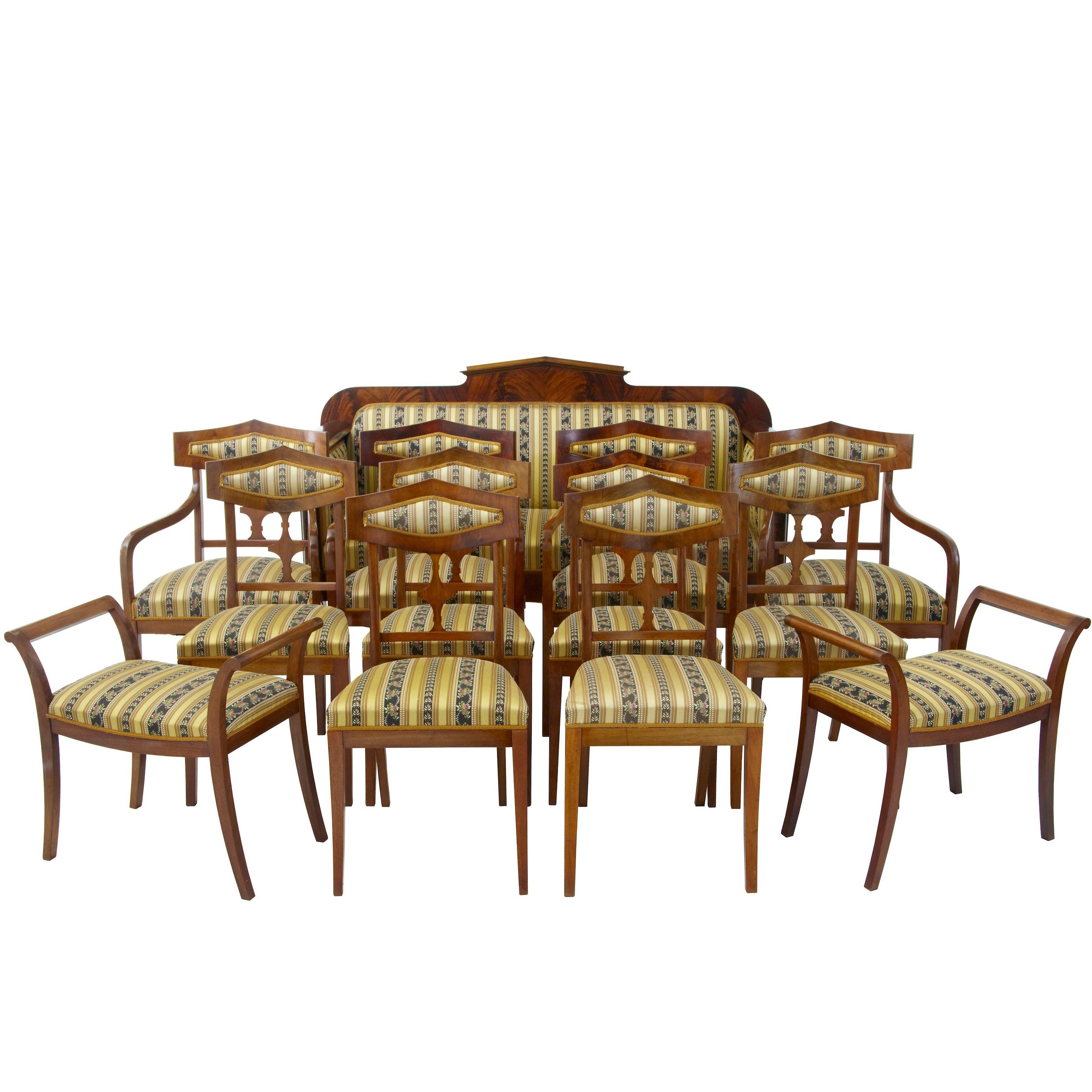 Early 20th Century 13 Piece Mahogany Salon Suite