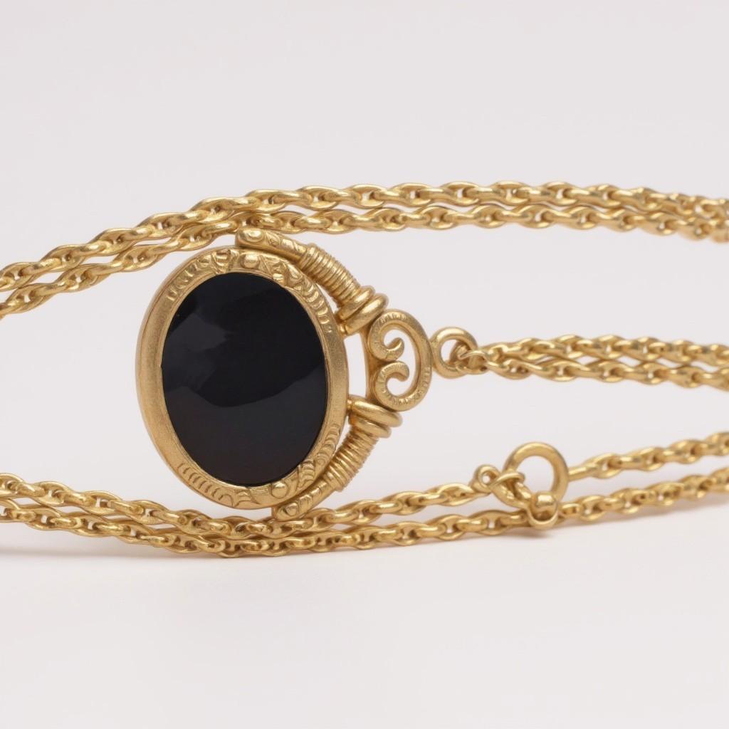 Collana in oro 14k con cammeo a intaglio del primo Novecento, 24 inc. in vendita 8