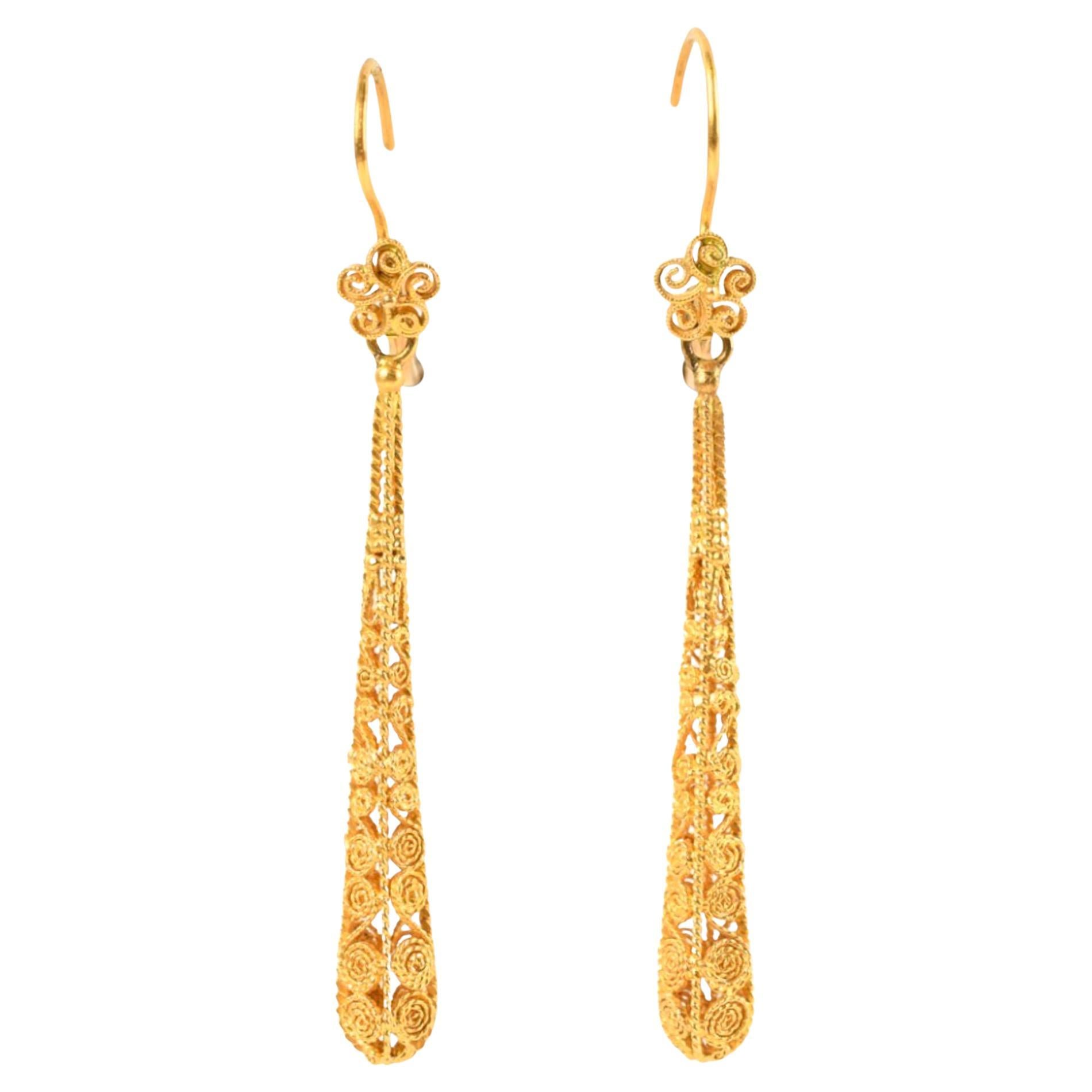 14k gold filigree earrings