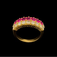 Early 20th Century 18ct Gold Ruby & Diamond Half-Eternity Ring, UK