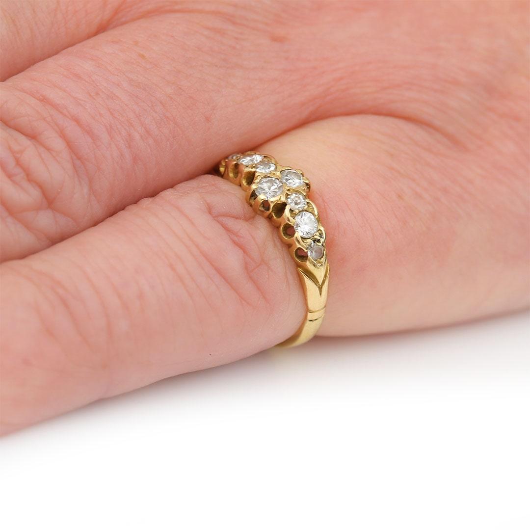 Early 20th Century 18ct Gold European Cut Diamond Band Ring Circa 1910  For Sale 6