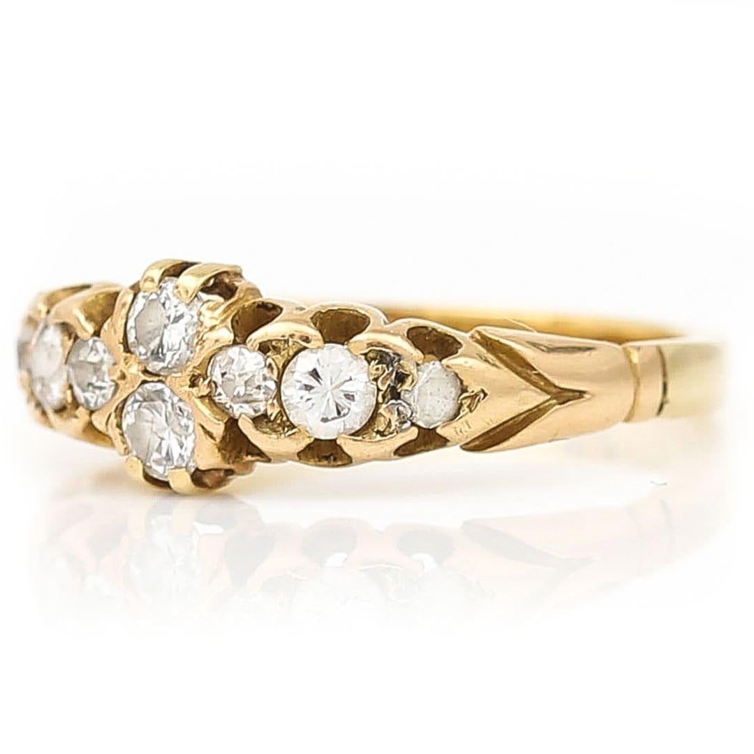 Edwardian Early 20th Century 18ct Gold European Cut Diamond Band Ring Circa 1910  For Sale