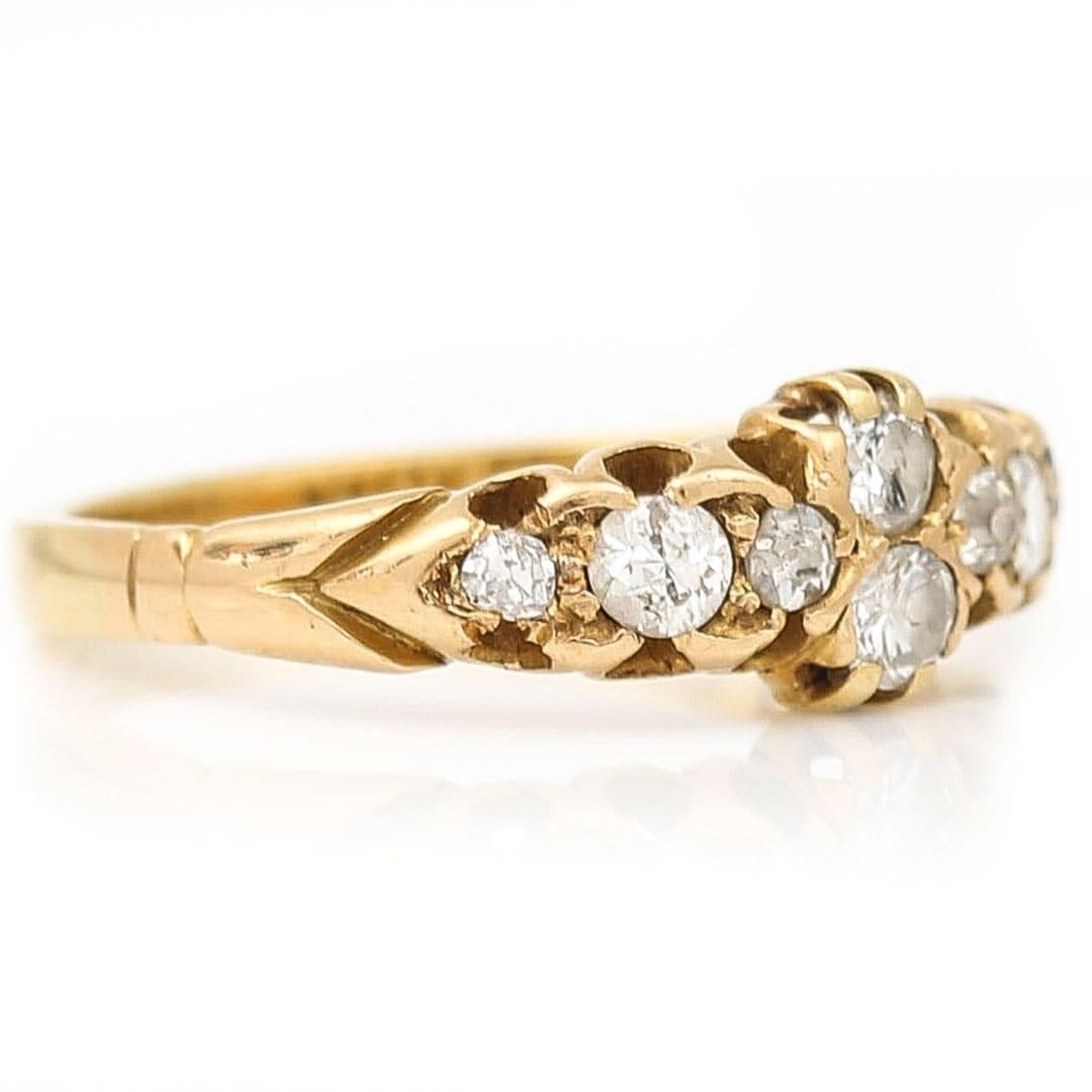 Early 20th Century 18ct Gold European Cut Diamond Band Ring Circa 1910  In Good Condition For Sale In Lancashire, Oldham