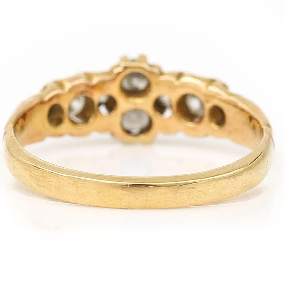 Early 20th Century 18ct Gold European Cut Diamond Band Ring Circa 1910  For Sale 2