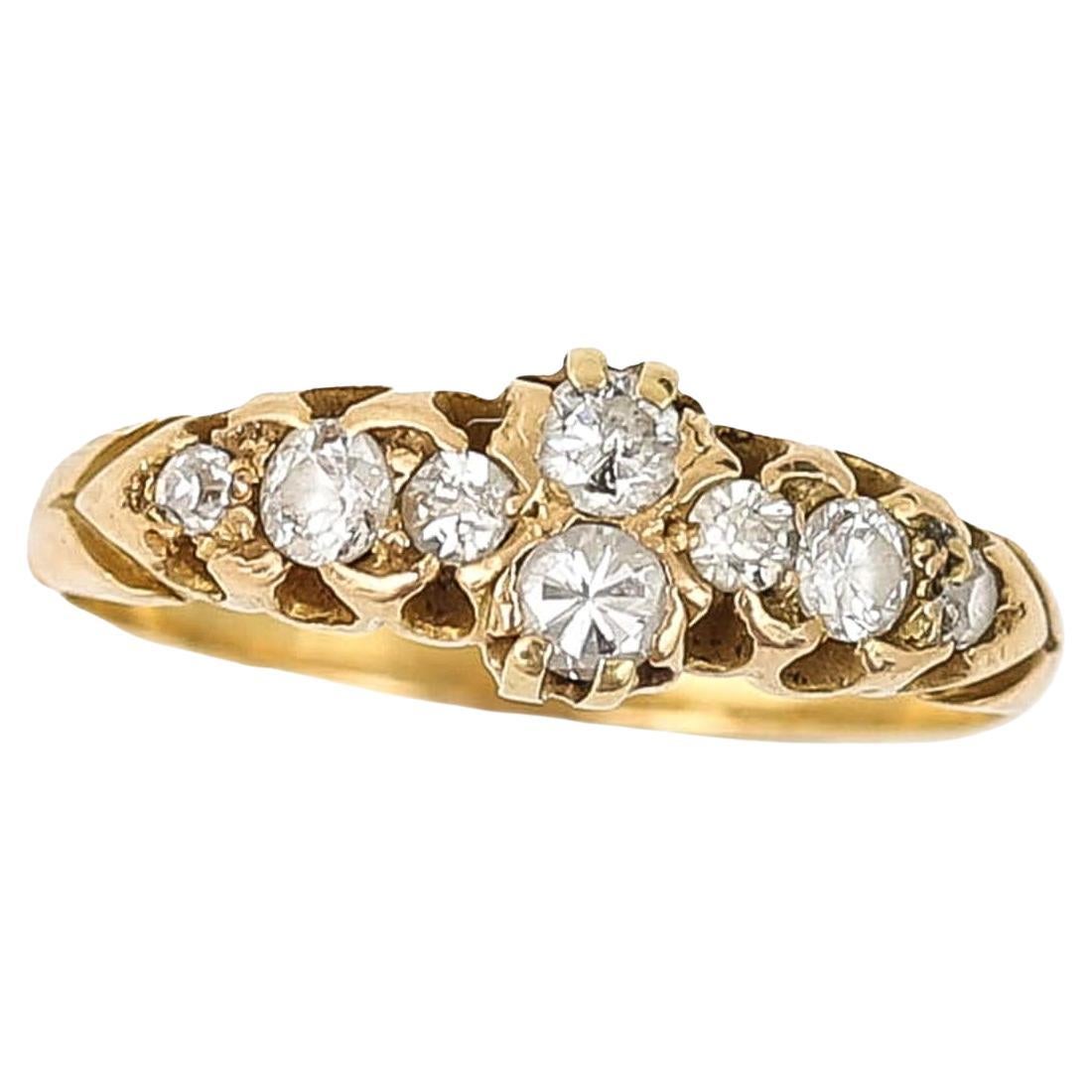Early 20th Century 18ct Gold European Cut Diamond Band Ring Circa 1910  For Sale