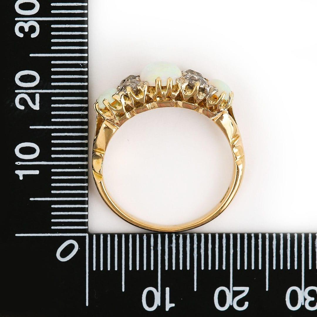 Early 20th Century 18ct Gold, Opal and Diamond Three Stone Ring, Circa 1910 3