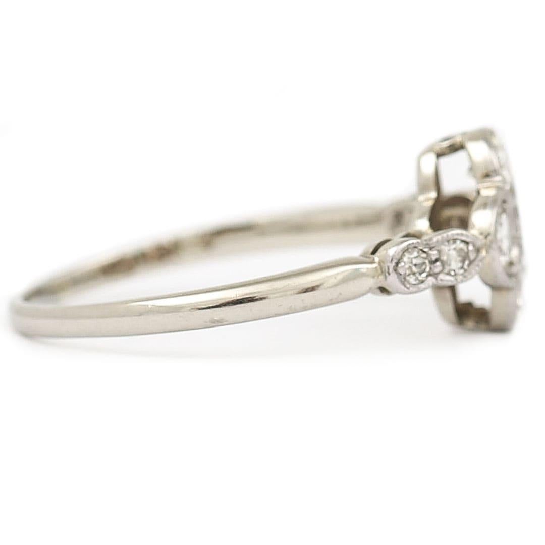 Women's or Men's Early 20th Century 18ct White Gold and Platinum Four Stone Ring, Circa 1910