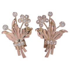 Early 20th Century 18kt Gold Diamond Floral Earrings – 2.8 cts Total