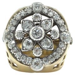Early 20th Century 18KT Gold Old European Cut Diamond Cluster Ring 2.60ct