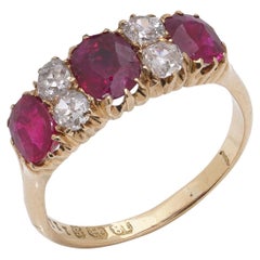 Early 20th Century 18kt Gold Ruby & Old European Cut Diamond Ring Early 20th Century 18kt Gold Ruby & Old European Cut Diamond Ring