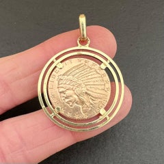 1908 American Eagle Five Dollar 21.6K Gold Coin Pendant