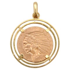 Colgante de moneda de oro de 1908 American Eagle Five Dollar 21.6K