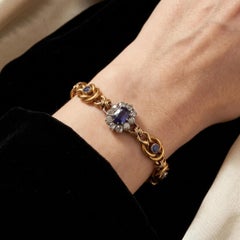Early 20th Century 21KT Gold Sapphire and Diamond Bracelet