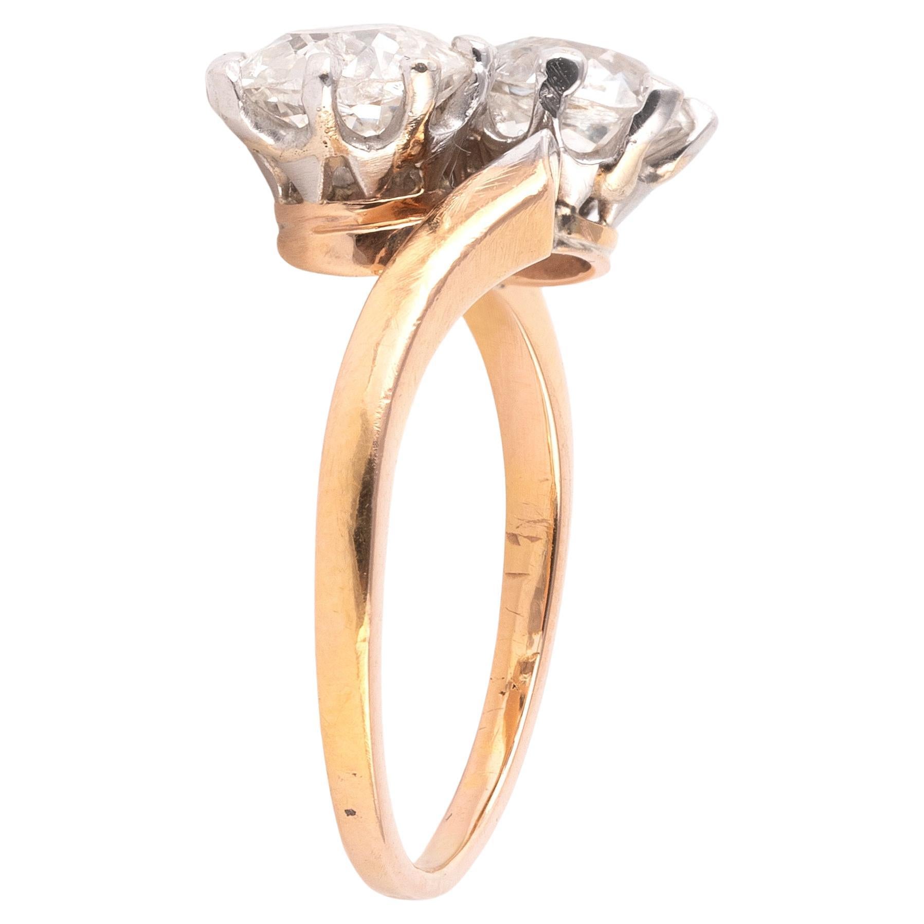 Art nouveau Bague croisée du début du 20ème siècle avec 2,4ct de diamants taille ancienne en vente