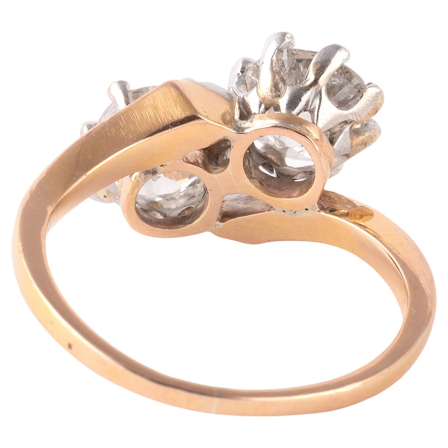 Taille vieille Europe Bague croisée du début du 20ème siècle avec 2,4ct de diamants taille ancienne en vente