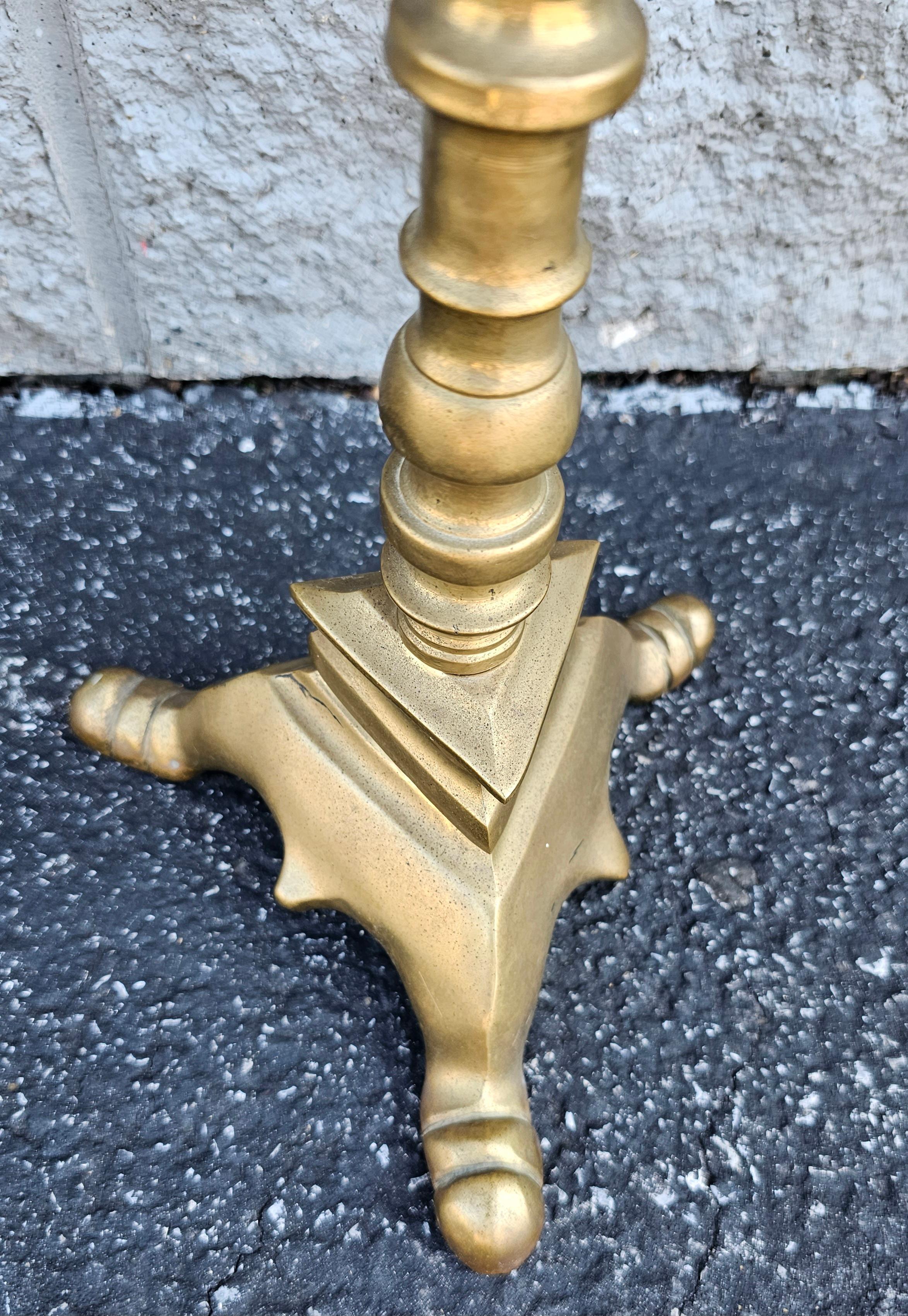 Metalwork Early 20th Century 27 Light Gothic Cast Brass Floor CandleStick Torchere  For Sale