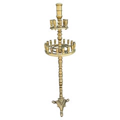 Early 20th Century 27 Light Gothic Cast Brass Floor CandleStick Torchere