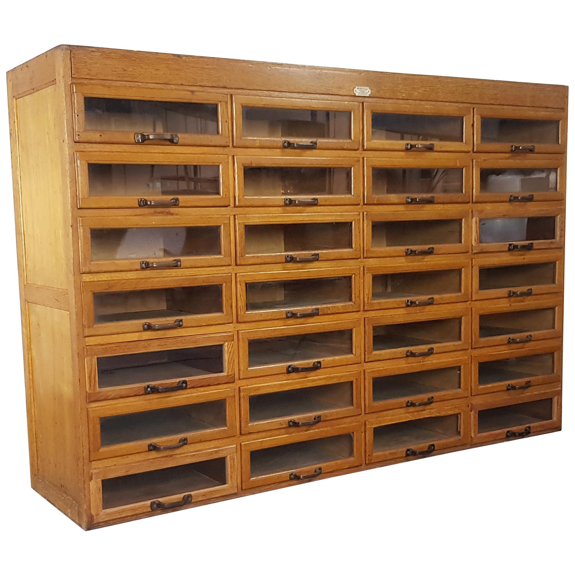 Early 20th Century 28-Drawer English Haberdashery Cabinet For Sale