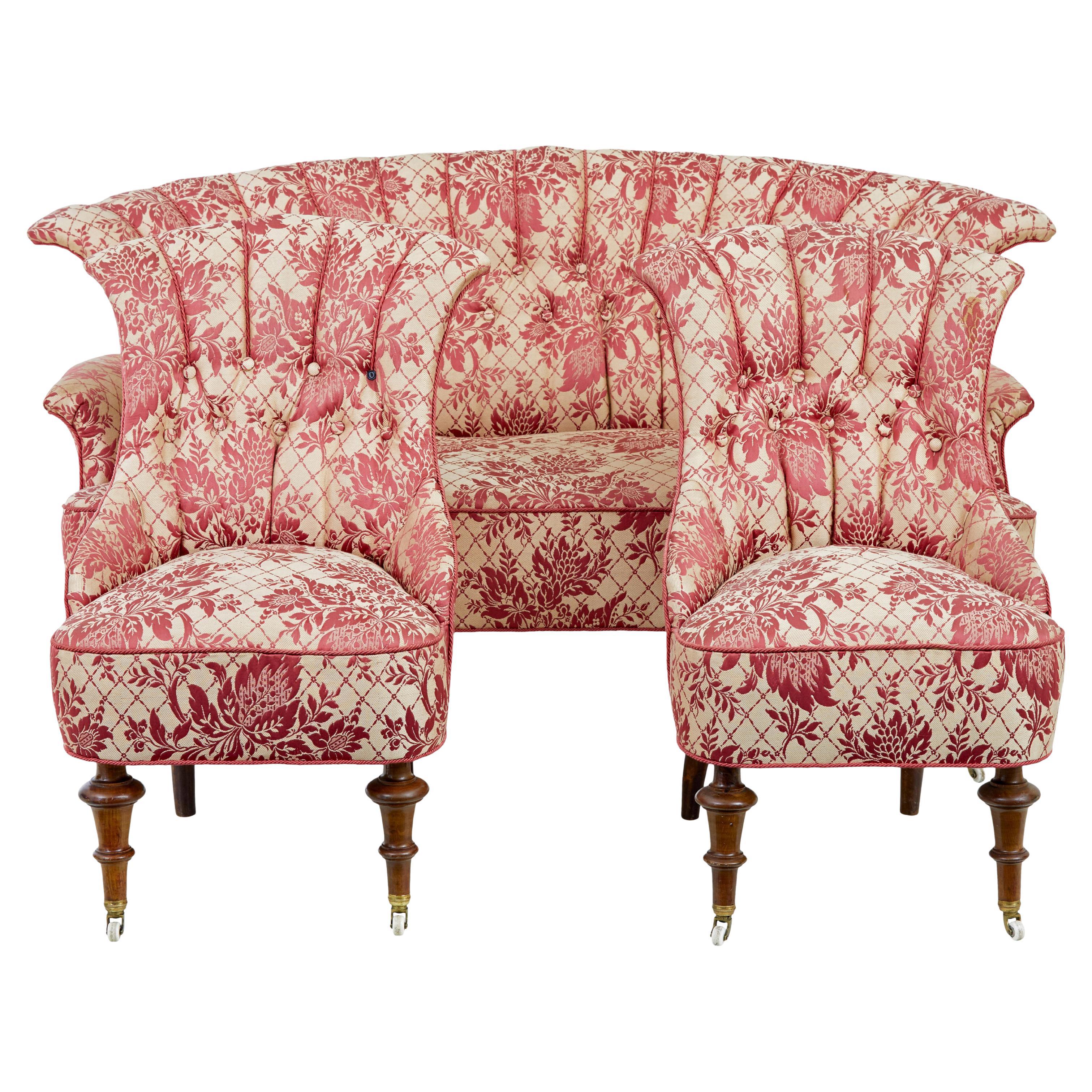 Early 20th century 3 piece upholstered salon suite For Sale