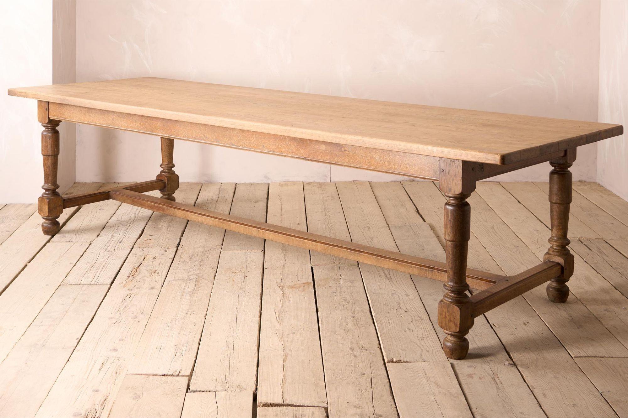 Early 20th century 3m long solid oak dining table In Excellent Condition In Malton, GB