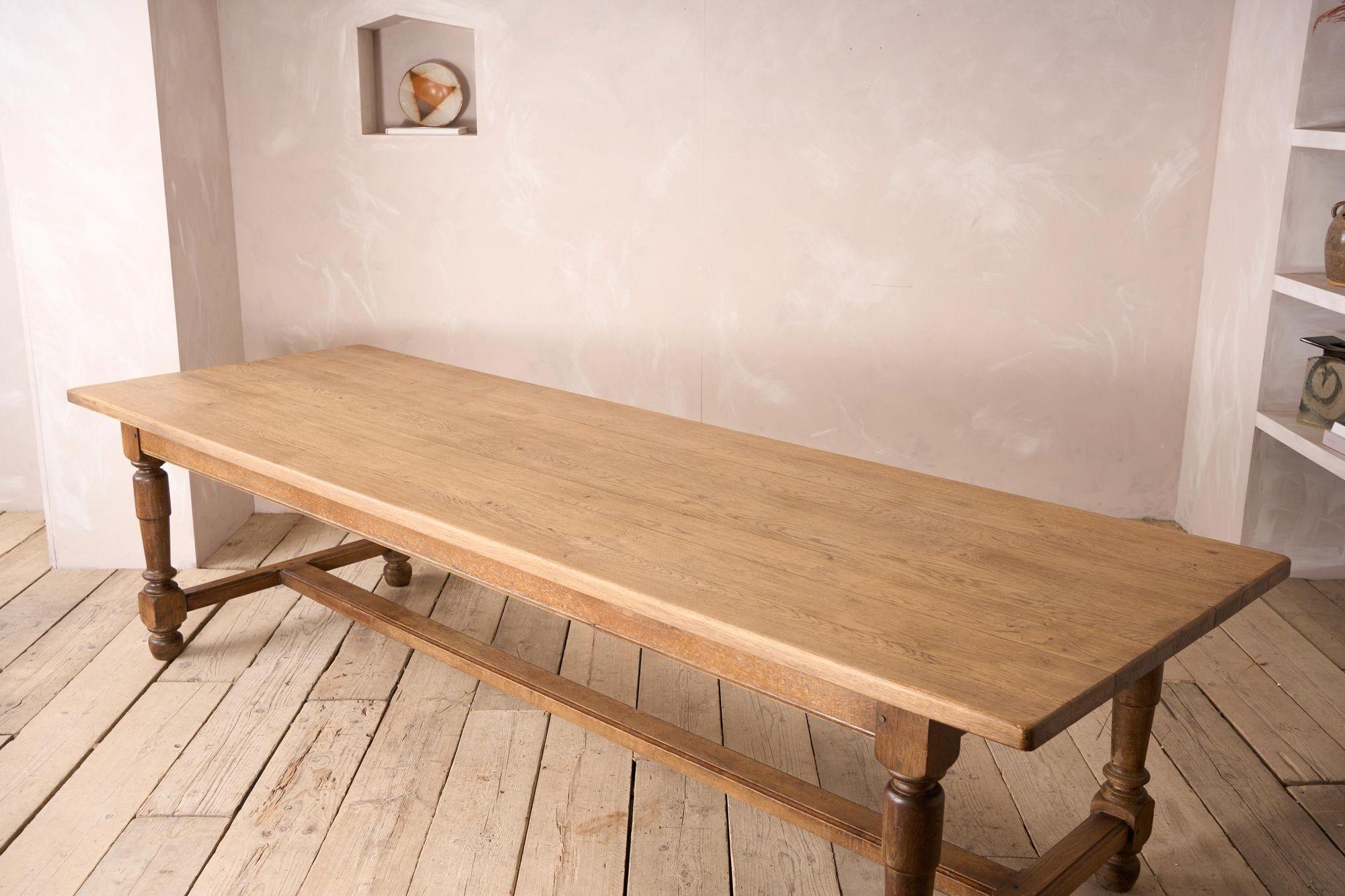 Oak Early 20th century 3m long solid oak dining table