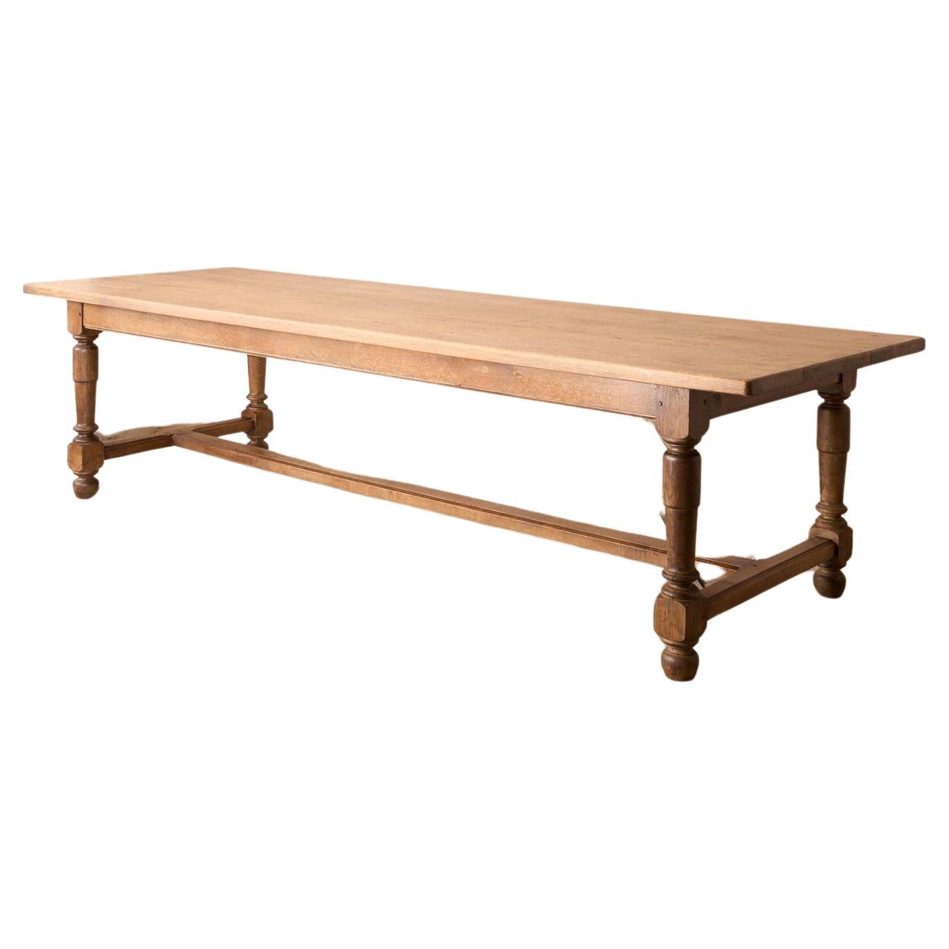Early 20th century 3m long solid oak dining table